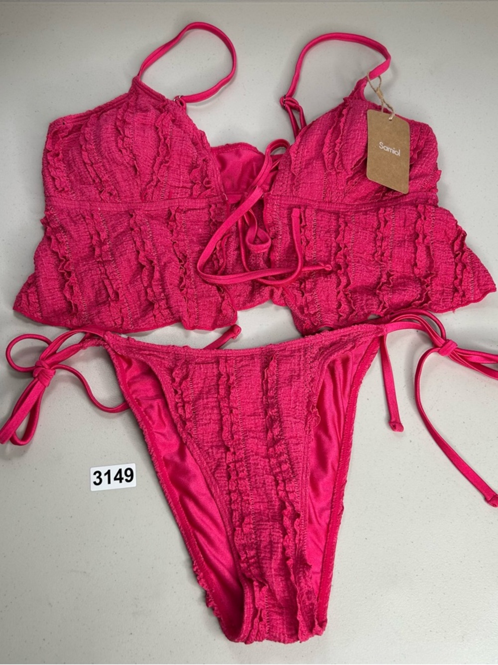 Samiol Tankini Bikini Set Large Pink Swimwear